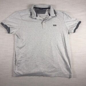 Hugo Boss Mens Regular Fit Luxury Cotton Polo Shirt Gray Short Sleeve Size XL